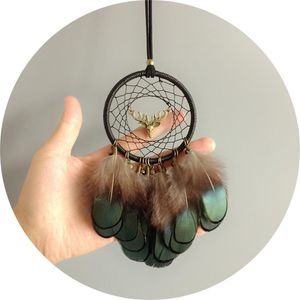 Objets décoratifs Figurines Mini capteur de rêves avec plume naturelle capteur de rêves carillon éolien suspendu décoratif