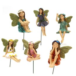 Decoratieve objecten Figurines Mini Fairy Figurines Elf Set Resin Crafts Garden Miniatures Micro Landschap Angel Statue Diy Ornament Decoration Home Craft 230821