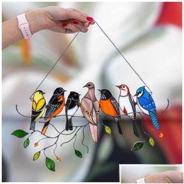 Decoratieve objecten Figurines Mini hanger gekleurd vogelglas raamkleden Acryl muur hangende gekleurde vogels decor kamer accesso dh4rz