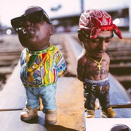 Decoratieve Objecten Beeldjes Mini Hars Ornamenten Hip Hop Grappige Rapper Bro Beeldje Set Voor Thuis Binnen Buiten Decoraties Feest Dhvjc