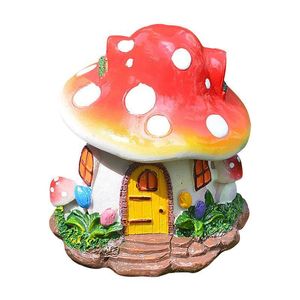 Decoratieve objecten Figurines Miniatuur Mushroom House Standbeeld Garden Fairy Cottage Resin Figurine Lawn Ornamenten voor 230818