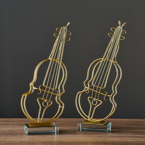 Objetos decorativos Figuras Minimalismo Decoración de la habitación Música Violín Estatua Hogar moderno Metal Instrumento musical Adorno Oficina Escritorio Accesorios Artesanía Regalo 230809