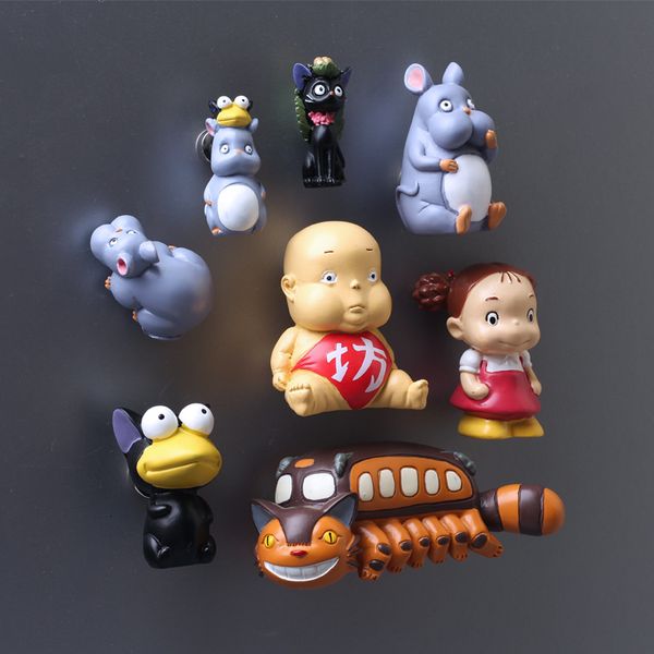 Objets décoratifs Figurines Miyazaki Aimant de réfrigérateur Chihiro Kaonashi Totoro 3D Autocollants magnétiques créatifs Décoration d'intérieur Accessoires de cuisine Dessins animés 230511