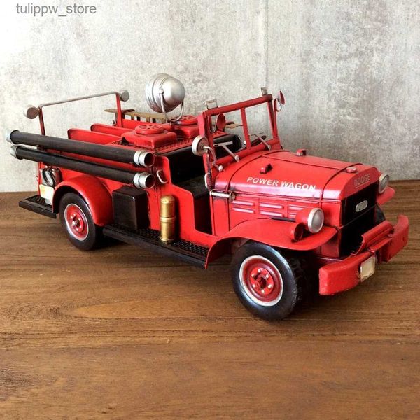 Objetos Decorativos Figuritas Modelo-Coche-Camión De Bomberos Herrajes Vintage Estaño Retrocar Artesanía Colección Hecha A Mano Decoración Artesanal Modelcar Regalos Para NiñosL240306