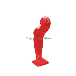 Objets décoratifs Figurines Art moderne Scpture Creative Abstract Yue Minjun Souriant Décoration Salon Bureau Affichage Busine Dhk9Q