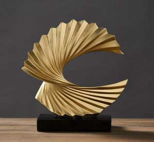 Decoratieve objecten Figurines Modern Decor Abstract Sculpture Resin Art Golden Standbeeld Woonkamer Home Decoratie Office Desk Decor2486651