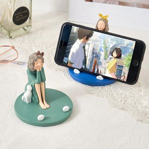 Objets décoratifs Figurines Statue de fille moderne support de téléphone tablette en résine esthétique décor à la maison accessoires de bureau Kawaii Miniatures cadeau 231017