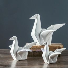 Objets décoratifs Figurines maison moderne céramique mille grues en papier Origami abstrait artisanat ameublement enfants R280v