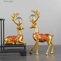 Objets décoratifs Figurines Richesse minimaliste moderne recherchant des ornements de cerfs décorations de bureau d'étude de foyer artisanat en résine pour l'ameublement de la maison de cerf T240306