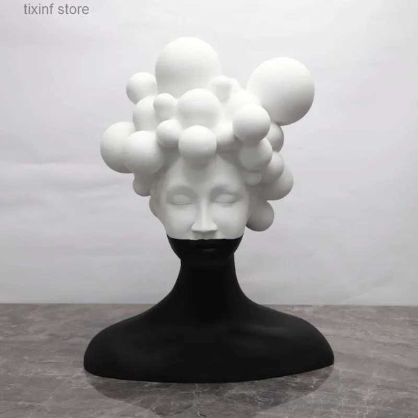 Objets décoratifs Figurines Art minimaliste moderne Sculpture résine ornements modèle chambre salon créatif noir et blanc fille décorations douces T240309