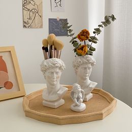 Decoratieve objecten Figurines Moderne Noordse stijl Creatief Portret Vaas Human Head Flower Vazen Ornamenten Hars David Home Flowers Art Decor 230508