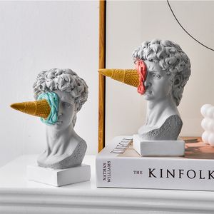 Decoratieve objecten Figurines Modern Noordse figuur Ornament Ice Cream David Figurine Home Decor Sculpture Office BOOKSPLANK Desktop Art Decoration Statue 230812