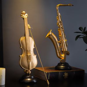 Decoratieve objecten Beeldjes Moderne Hars Viool Model Woondecoratie Nordic Muziek Beeldje Saxofoon Standbeeld Kunst Sculptuur Bureau Accessorie 230614