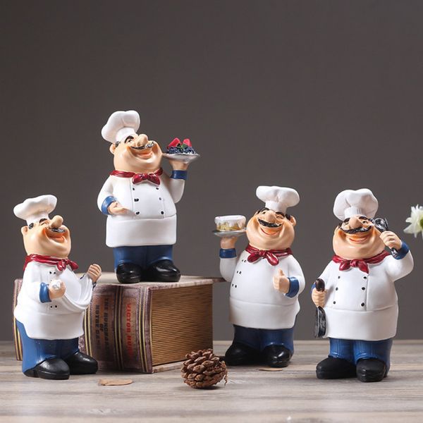 Objets décoratifs Figurines plusieurs styles de résine de résine State Cartoon Restaurant CHEF FIGURIN Cook Ornement Home Kitchen Cute Sculpture Tabletop Decors 230817