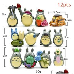 Objetos decorativos Figuras Mi vecino Hayao Miyazaki Totoro Acción Figura Toy Mini Garden Pvc Figuras Decoración Lindos Toys Bir Dhh6p