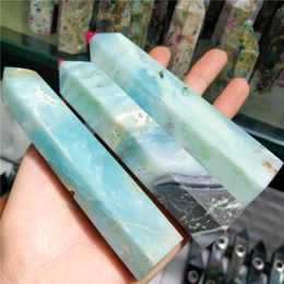 Decoratieve objecten Figurines natuurlijke edelstenen hemelsblauw Caribische calciet Wand Obelisk Points Charm Crystals Healing Stones Mineral Quartz