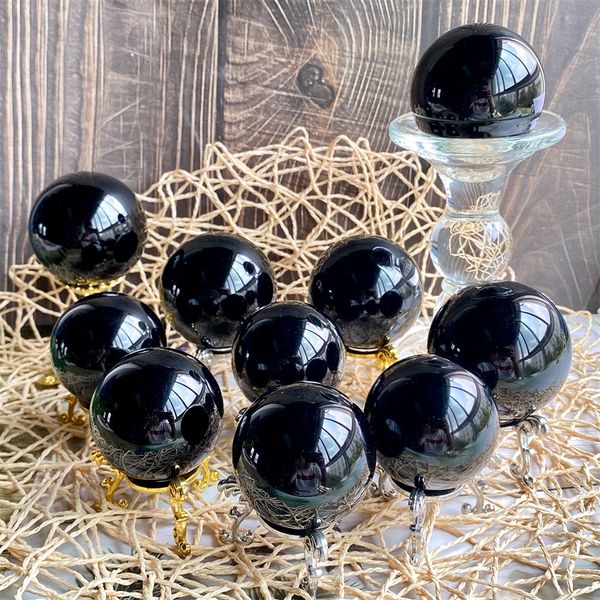 Objets décoratifs Figurines pierre d'obsidienne naturelle boule de cristal grande sphère noire grande guérison