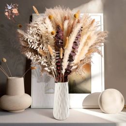 Objetos decorativos Figuritas Ramo de hierba de pampa natural Flores secas Otoño Decoración de la habitación del hogar DIY Regalo de Navidad Arreglo de boda artificial 231128