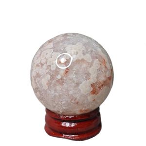 Decoratieve objecten Beeldjes Natuurlijk roze Amethist Kers Agaat Geode Bal Thuis Feng shui Decoratie Kristal Steen Genezing Schoonheid en gezondheid Bal en voet 230912