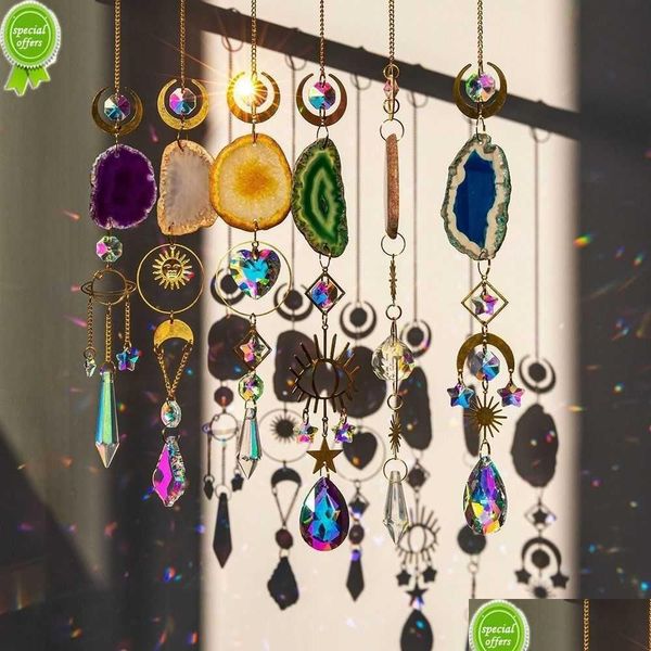 Objets décoratifs Figurines Stands Natural Agate Sun Catcher pour arc-en-ciel Hanging Crystal Witch Suncatcher Windchime de Dhnie