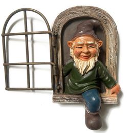 Decoratieve Objecten Beeldjes Naughty Garden Gnome Standbeeld Elf De Deur Boom Hugger Home Yard Decor 230809