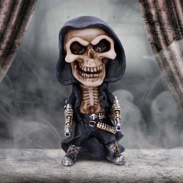 Objets décoratifs Figurines Nouveau 2023 Halloween Crâne Décoration Mécanique Faucheuse Squelette Statue Décoration Terroriste Artisanat Décoration Cadeau Créatif Jouet T24