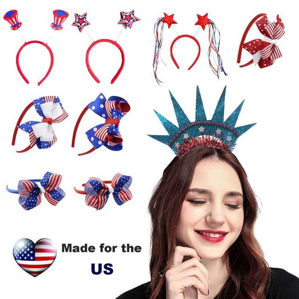 Objetos decorativos Figuras New American Stars and Stripes Diadema temática Accesorios para fiestas Día de la independencia Accesorios para fotos Bandera de EE. UU. Accesorios de disfraces Z0413