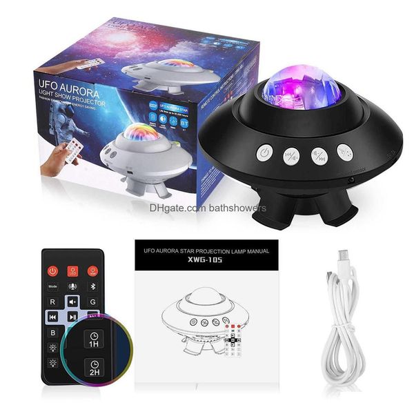 Objets décoratifs Figurines Nouveau projecteur de lumière d'étoile d'aurore LED nuit Neba lampe de lune aurores boréales pour la décoration de chambre à coucher enfants 253n