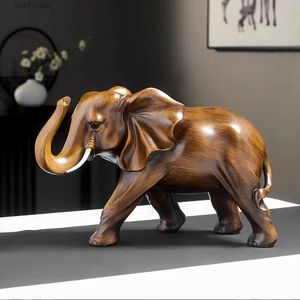 Objets décoratifs Figurines Nouveau style ical Figurine d'éléphant chanceux décor à la maison décorations de salon simples ornement de meuble TV cadeaux de pendaison de crémaillère T240309