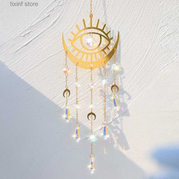 Objetos decorativos Figuritas Nuevo Instagram Devils Eye Metal Sun Catcher Colgante Minimalista Hogar Homestay Dormitorio Pared Aleación Decoración T240306