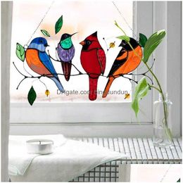 Decoratieve objecten Figurines Nieuwe mini hanger gekleurd vogelglas raamkleden Acryl muur hangende vogels decor kamer accesso dhne9