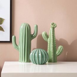 Objets décoratifs Figurines Artisanat en céramique nordique Simulation Cactus Ornements Art Ameublement Pographie Props Green Room Decor 230725