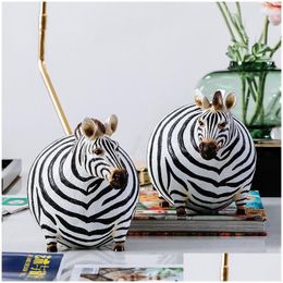Objetos decorativos Figuras Nordic Creative Zebra Pequeños adornos Hogar Sala de estar Estantería Resina Decoración Oficina Artesanía Regalo 23 DHdjf