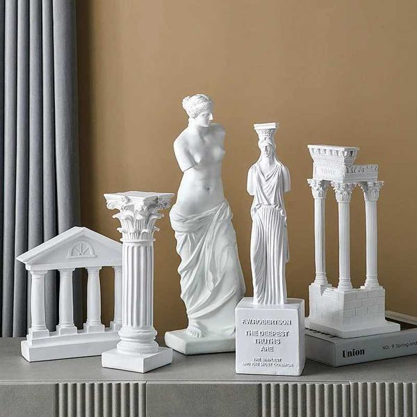 Objets décoratifs Figurines Accessoires de décoration nordique Creative IC IC Greek Architectural Sculpture Goddess Statues for Decoration Nordic Style Decor T240505