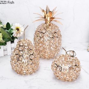 Objets décoratifs Figurines Décor de chambre nordique Ornements en cristal d'ananas Or Argent Fruit Ornement de bureau en fer forgé Décoration de la maison A