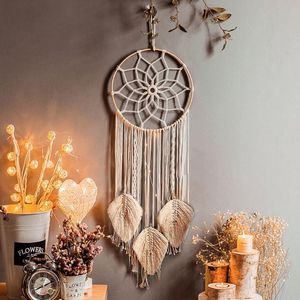 Objets décoratifs Figurines Nordic Star Moon Sun Dream Catcher Macrame Home Wall Boho Decor Girls Kid Nursery Garden Decoration Wind Chim