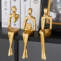 Objets décoratifs Figurines Style nordique créatif personnage doré Miniatures musicien penseur ornement salle d'étude décoration Mod299Z