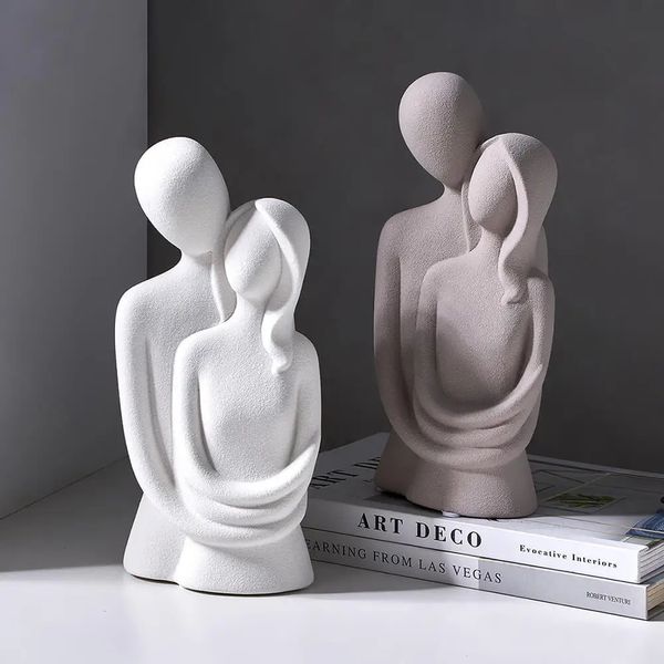 Objets décoratifs Figurines Style nordique abstrait couple Figure Sculpture Art moderne décor résine artisanat salon décoration de la maison 231109