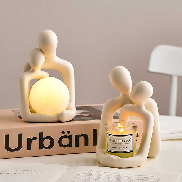 Objetos decorativos Figuritas Estilo nórdico Pareja creativa Lámpara de mesa Dormitorio Accesorios de decoración Habitación estética Regalo de Navidad para el hogar Y23