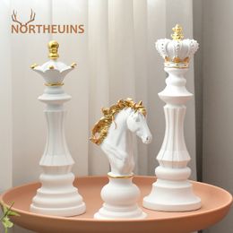 Objets décoratifs Figurines NORTHEUINS 3 PcsSet Résine International Chess Figurine Moderne Intérieur Décor Bureau Salon Maison Décoration Accessoires 230515