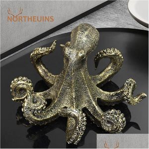 Objets décoratifs Figurines Northeuins Résine Octopus Modèle Rétro Animal Statue Art Décoration Maison Bureau Chambre Accessoires I Dhrhc