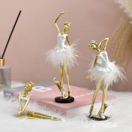 Objetos decorativos Figuras Northouins Nordic Deluxe Cute Ballet Girl Resin Body Dancer Estatua Dormitorio familiar Decoración de escritorio Objeto Regalo de cumpleaños 230714