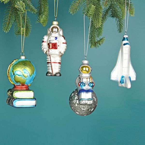 Objets décoratifs Figurines nouveautés espace verre ornement d'arbre de noël pour la maison fournitures d'artisanat de noël décor de fête année cadeau Noel 230407