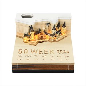 Objets décoratifs Figurines Omoshiroi Magic Castle Bloc-notes 3D 2024 Calendrier Bloc-notes Bloc Notes Hary Design Note Paper Papeterie Accessoires Nouveauté Gif 230629