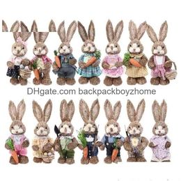 Objets décoratifs Figurines Ootdty 14 styles artificiels St lapin mignon lapin debout avec carotte décoration de jardin de Pâques le Dhfo3