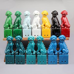 Decorative Objects Figurines Pair of foo dogs Fu dogs Buddha dogs Chinese guardian lions Ceramic sculpture Home decoration 230523