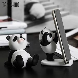 Decoratieve objecten Figurines Panda voor interieur Universal Cell Mobile Phone Standhouder Modern Resin Sculpture Standbeeld Home Office Desk Decor 230224