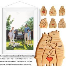 Decoratieve objecten beeldjes gepersonaliseerde beer familie thema houten kunst puzzel 2023 desktop decoraties op maat cadeau voor 230921