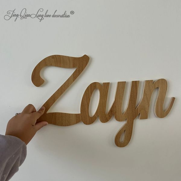 Figuras de objetos decorativos, letreros de madera personalizados con nombres, decoración de pared para niños, letras de colores s 230307