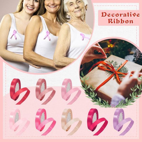 Objetos decorativos Figuras Cinta impresa rosa para el cuidado de las mujeres Fideos de mama Envoltura de regalos Cinta de raso de Navidad Fiesta de rayas Diy De